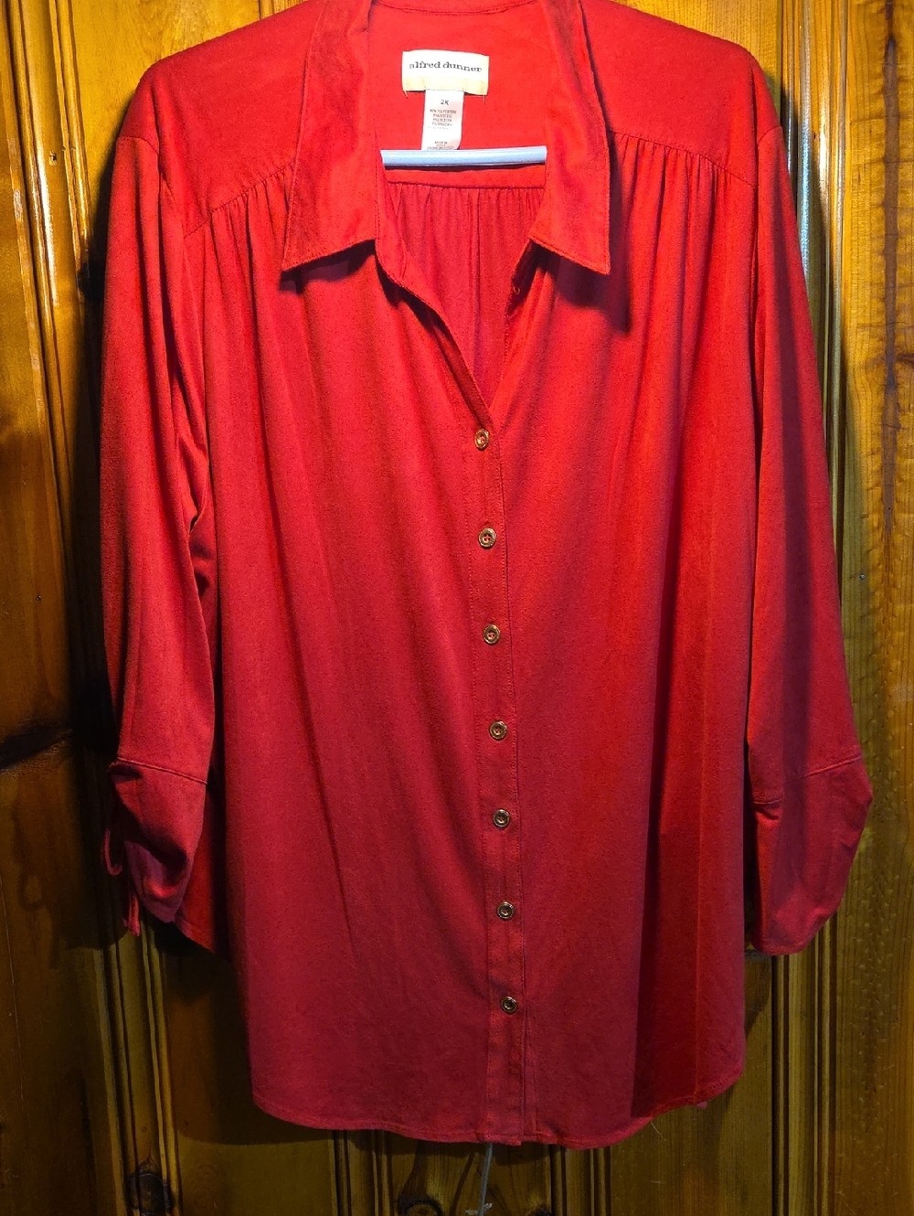 Alfred Dunner Red Button-Front Women's Blouse